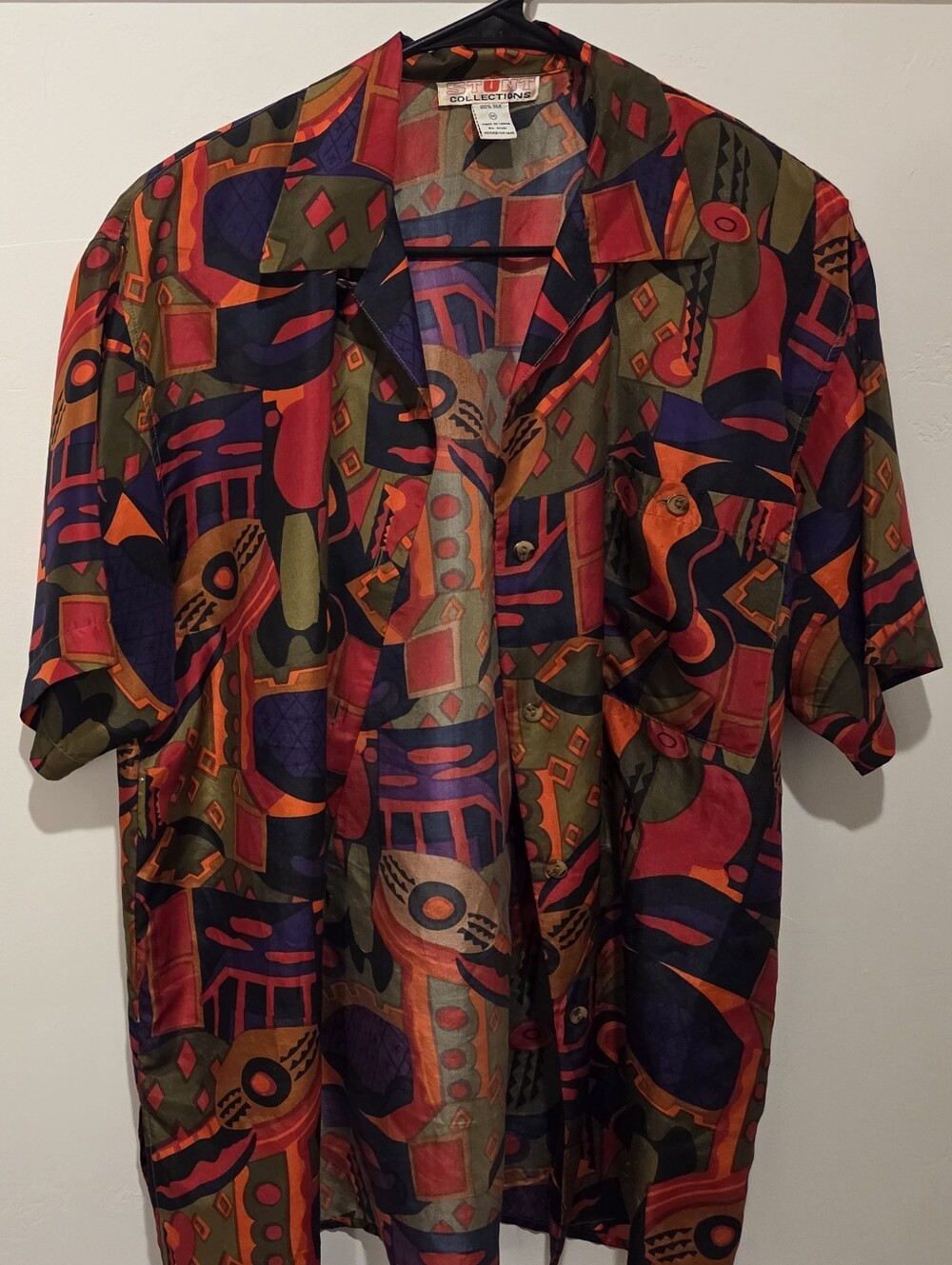 Vintage Abstract 2-Piece 100% Silk Set Size M Stunt Collections - Picture 1 of 14